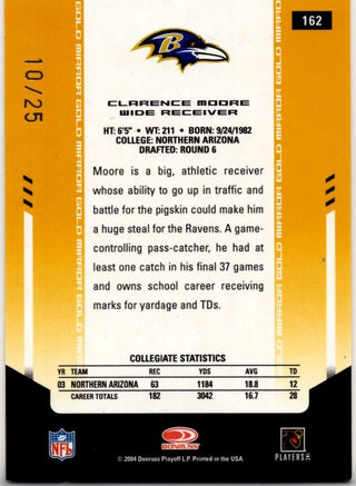 Clarence Moore 2004 Donruss Leaf Certified Materials New Generation Gold Card #162 10/25