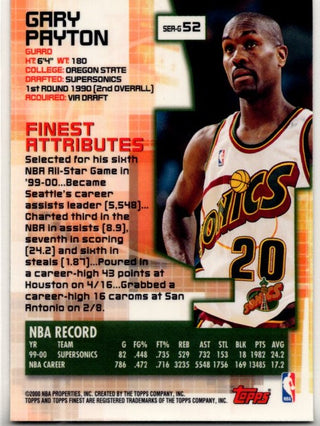 Gary Payton 2000-01 Topps Finest Card #52
