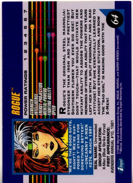 Rogue 1992 Marvel Superheroes Card #64
