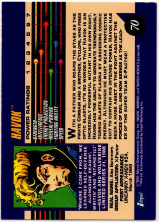 Havok 1992 Marvel Superheroes Card #70