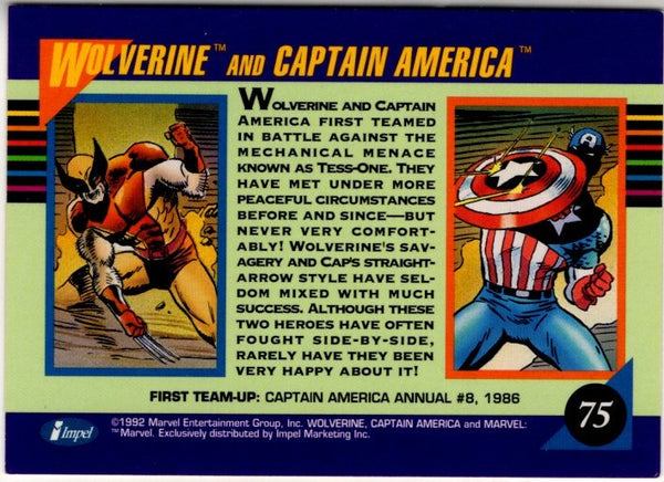 Wolverine and Captain America 1992 Marvel Team-Ups Card #75