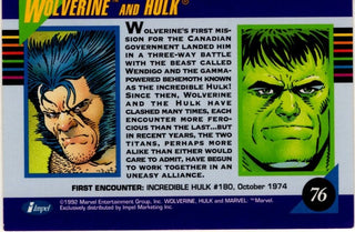 Wolverine and Hulk 1992 Marvel Team-Ups Card #76