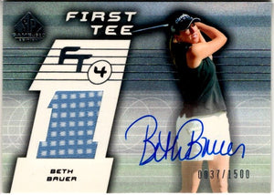 Beth Bauer 2003 Upper Deck SPx First Tee Relic and Autographed Card #76 37/1500