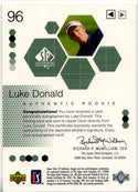 Luke Donald 2002 Upper Deck SP Authentic Signature Rookie Autographed Card #96 147/2999