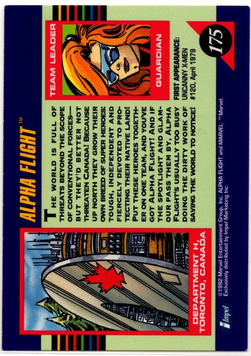 Alpha Flight 1992 Marvel Teams Card #175