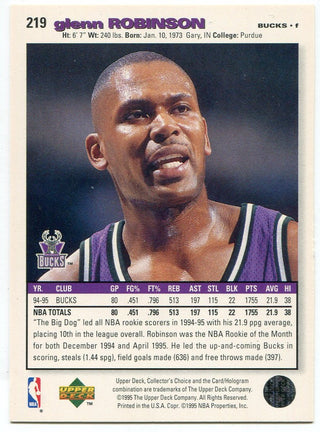 Glenn Robinson 1995-96 Upper Deck Collectors Choice Autographed Card #219