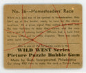Homesteaders' Race Wild West Series Picture Puzzle Bubble Gum #36 Card