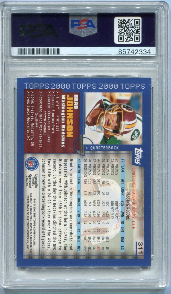 Brad Johnson 2000 Topps Autographed W/Inscription Card #311 PSA/DNA Certified Graded 10