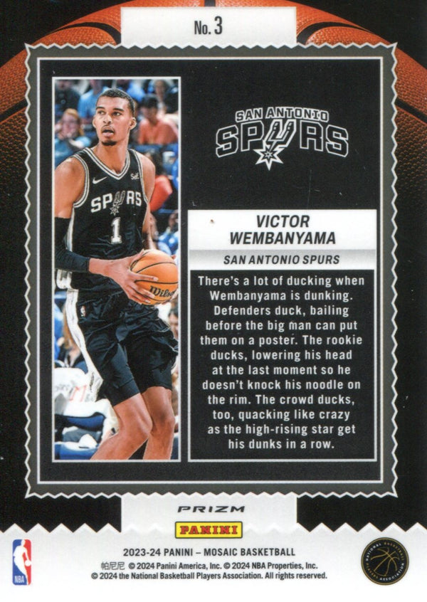 Victor Wembanyama 2023-24 Panini Mosaic Prizm Rookie Card #3