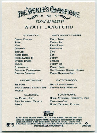 Wyatt Langford 2024 Topps Allen & Ginter RC #278