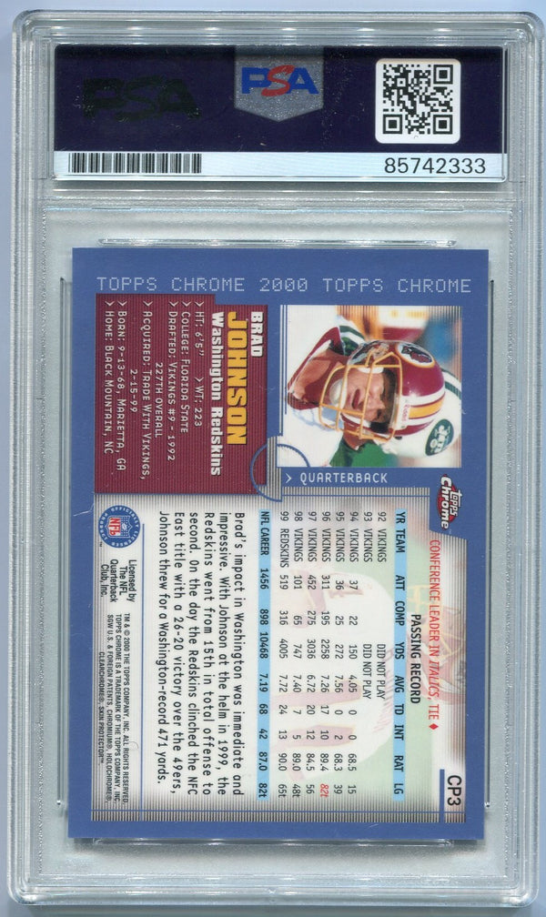 Brad Johnson 2000 Topps Chrome Autographed W/Inscription Card #CP3 PSA/DNA Certified Graded 10