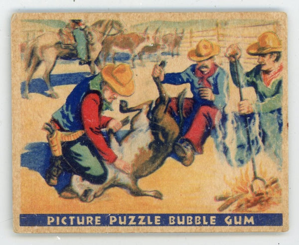 Branding a Calf Wild West Series Picture Puzzle Bubble Gum #33 Card