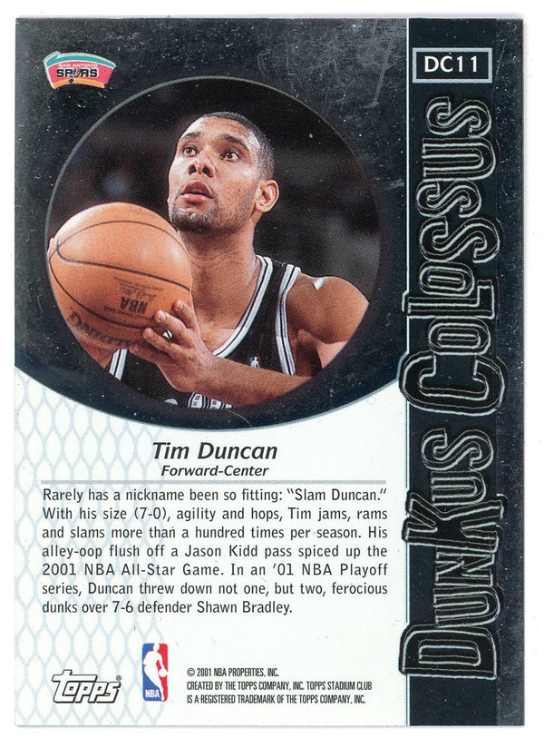 Tim Duncan 2001 Topps Dunkus Colossus #DC11