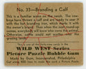 Branding a Calf Wild West Series Picture Puzzle Bubble Gum #33 Card