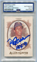 Rod Carew Autographed W/ HOF 91 Inscription Card PSA/DNA Certified