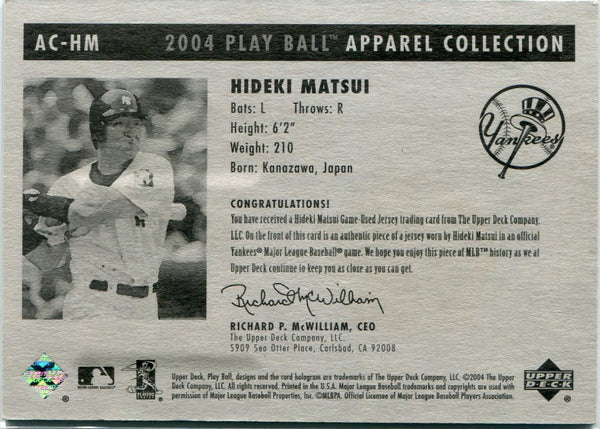 Hideki Matsui 2004 Upper Deck Play Ball Apparel Collection Jersey Card #AC-HM