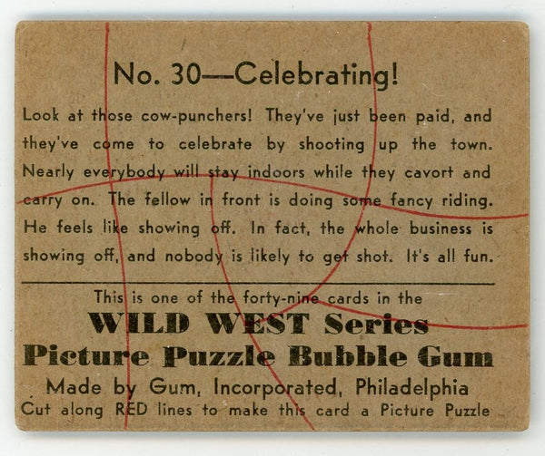 Celebrating Wild West Series Picture Puzzle Bubble Gum #30 Card