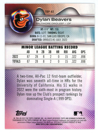 Dylan Beavers 2023 Topps Bowman Platinum #TOP-82