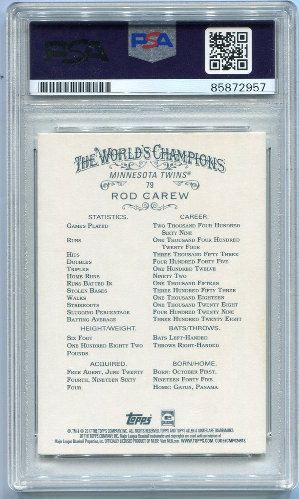 Rod Carew Autographed W/ HOF 91 Inscription Card PSA/DNA Certified