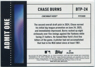 Chase Burns 2026 Topps Chrome Big Ticket Player Refractor RC #BTP-24