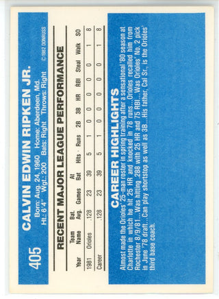 Cal Ripken Jr. 1982 Donruss Rookie Card #405
