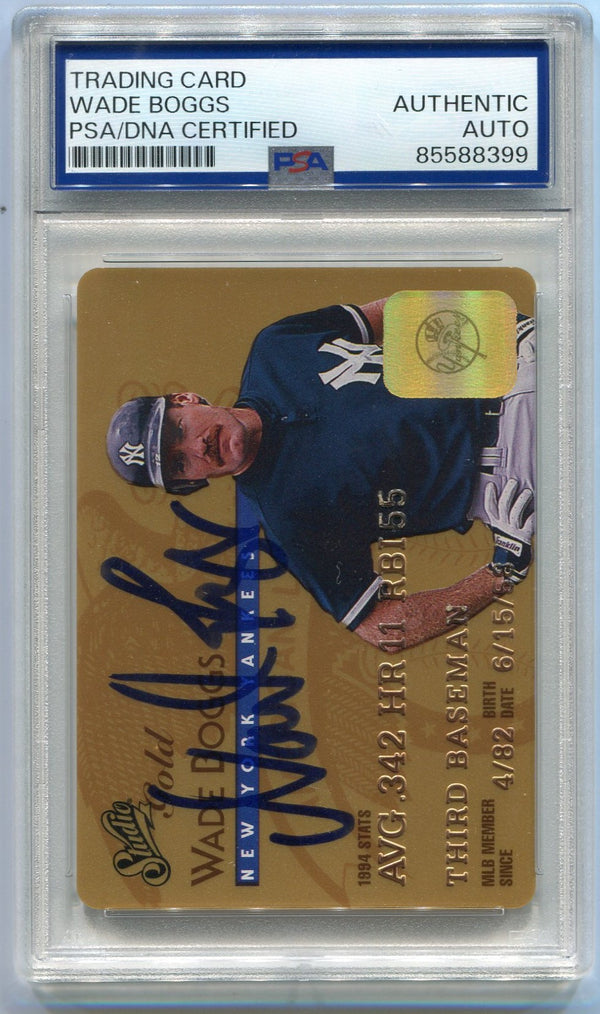 Wade Boggs Autographed 1995 Studio Gold Parallel Card PSA/DNA Certified