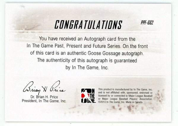 Goose Gossage Autographed Past, Present, & Future Card #PPF-GG2