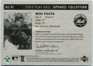 Mike Piazza 2004 Upper Deck Play Ball Apparel Collection Jersey Card #AC-PI