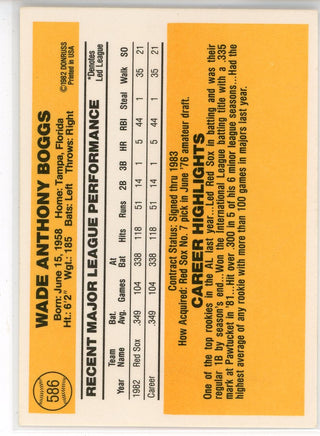 Wade Boggs 1983 Donruss Rookie Card #586