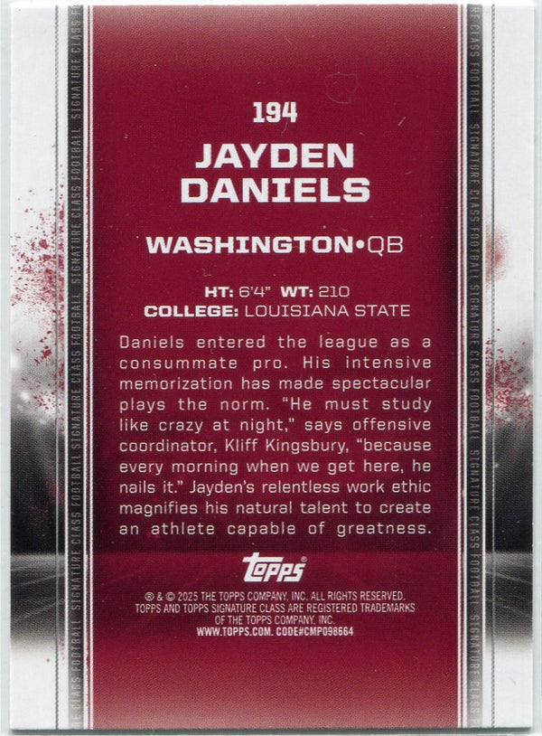 Jayden Daniels 2025 Topps Signature Class RC #194