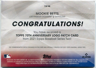 Mookie Betts 2021 Topps 70th Anniversary Logo Patch Card #T70P-MB