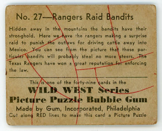 Rangers Raid Bandits Wild West Series Picture Puzzle Bubble Gum #27 Card