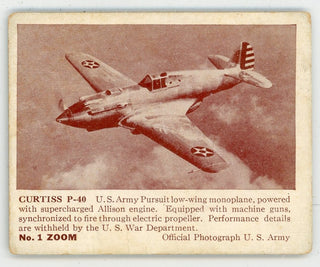 Curtiss P-40 #1 Zoom Photograph U.S. Army Card