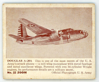 Douglas A-20A #22 Zoom Photograph U.S. Army Card