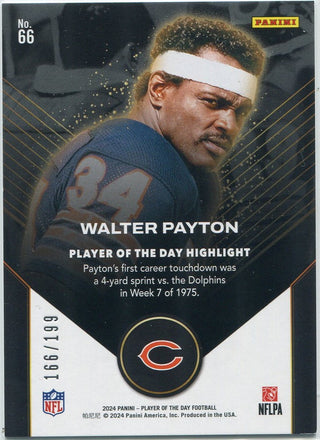 Walter Payton 2024 Panini Player Of The Day Orange Parallel Card #66 166/199