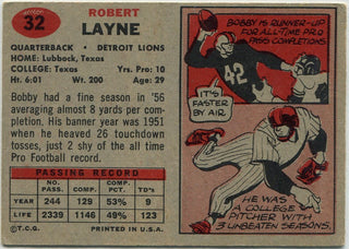 Bobby Layne 1957 Topps Card #32