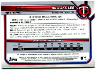 Brooks Lee 2022 Bowman Chrome 1st Auto Rookie