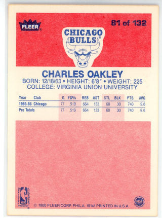 Charles Oakley 1986 Fleer Card #81