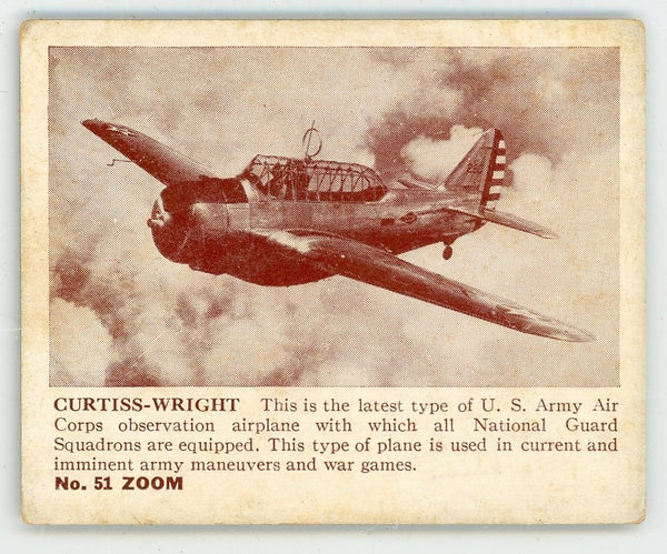 Curtiss-Wright #51 Zoom Photograph U.S. Army Card