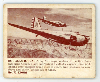 Douglas B-18-A #72 Zoom Photograph U.S. Army Card