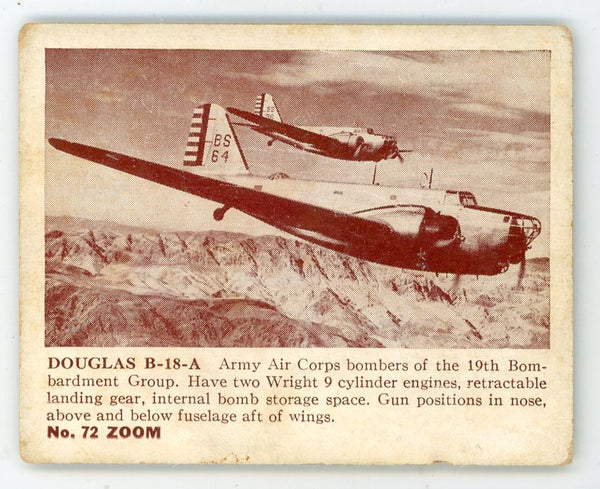 Douglas B-18-A #72 Zoom Photograph U.S. Army Card