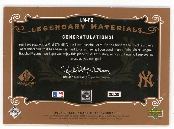Paul O'Neill 2007 Upper Deck Legendary Cuts Patch Relic #LM-PO