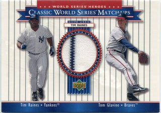 Tim Raines & Tom Glavine 2002 Upper Deck World Series Heroes Jersey Card #MU96a