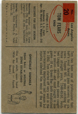 Tom Fears 1954 Topps Card #20