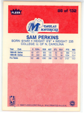 Sam Perkins 1986 Fleer Card #86