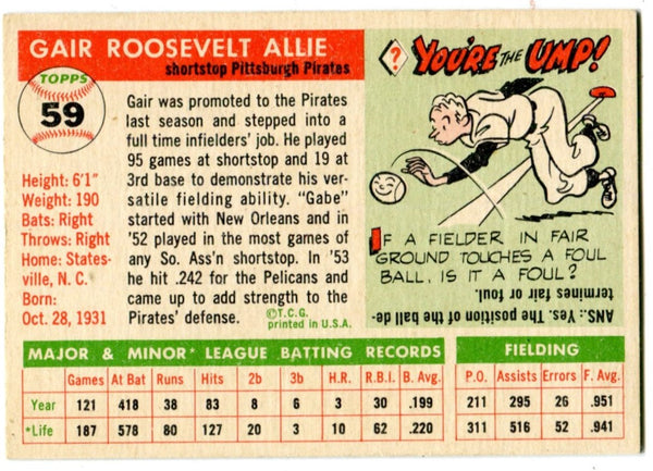 Gair Allie 1955 Topps #59 Card