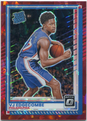 VJ Edgecombe 2025 - 2026 Panini Donruss Optic Red Cracked Ice Prizm RC #1