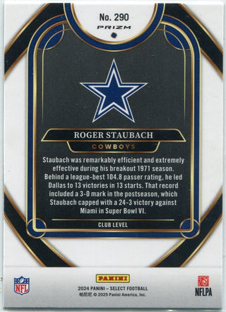 Roger Staubach 2024 Panini Select Club Level Orange & Black Shock Prizm Card #290