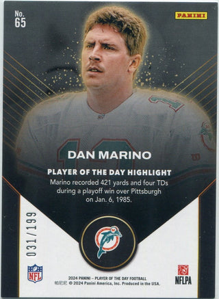 Dan Marino 2024 Panini Player Of The Day Orange Parallel Card #65 31/199