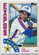 Tim Raines 1984 Topps Autographed Card